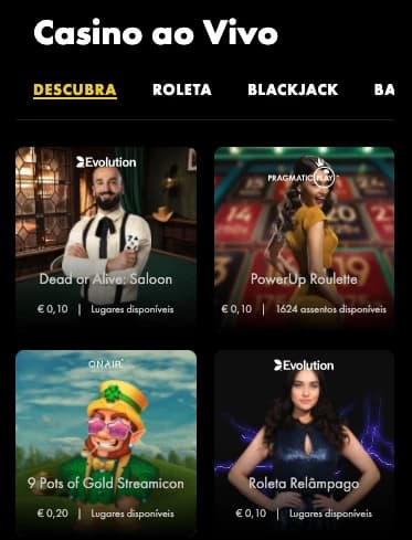 Captura de tela Cassino ao Vivo AmuletoBet