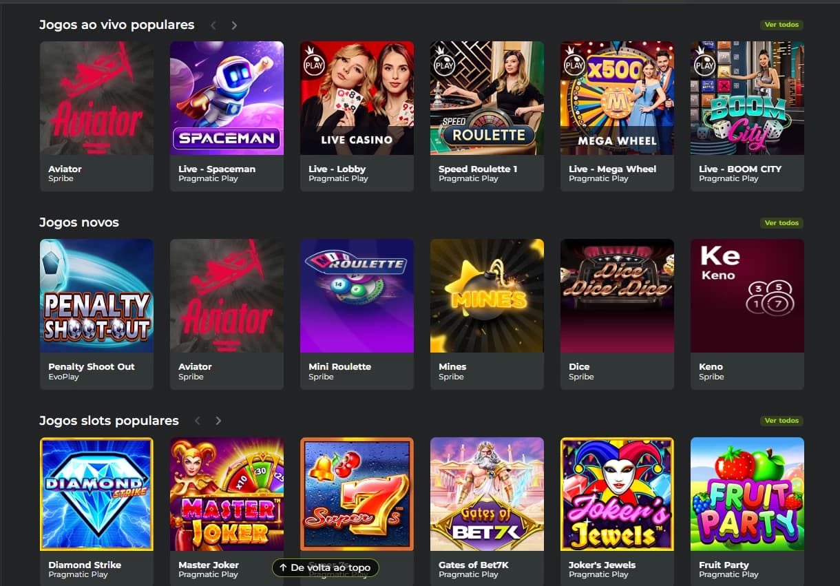 Captura de tela Online Cassino Bet7k