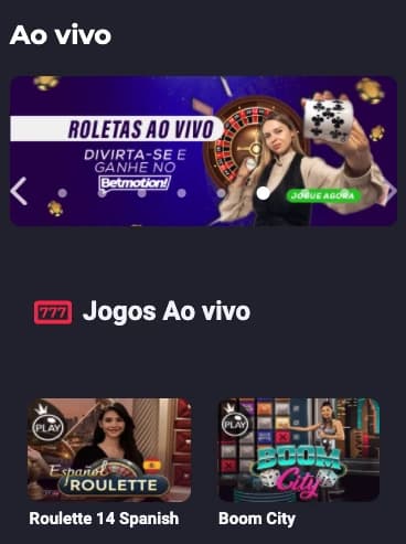 Captura de tela Cassino ao vivo Betmotion
