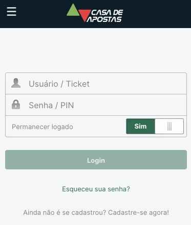 Página de Login na Casa de Apostas