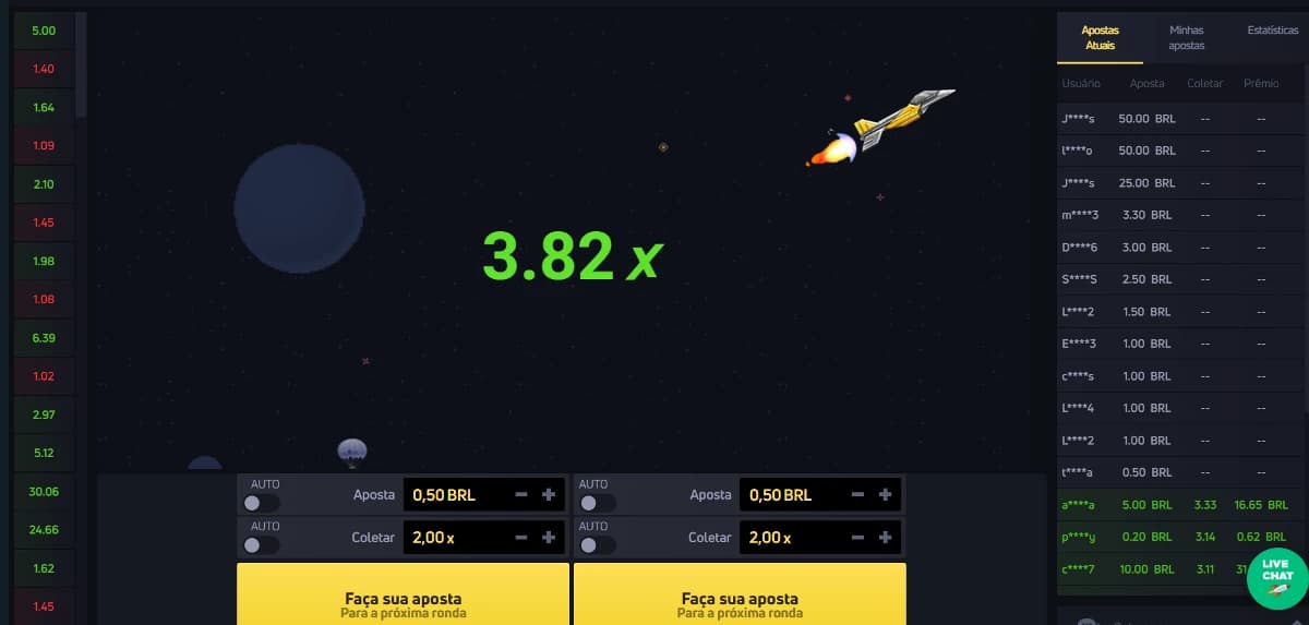 Captura de tela Simulação do Jogo Jetx Cbet
