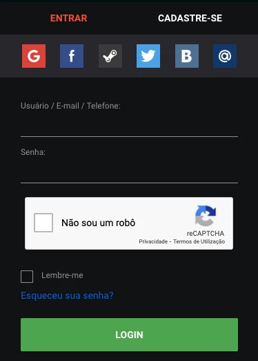 Página de Login na GGBet