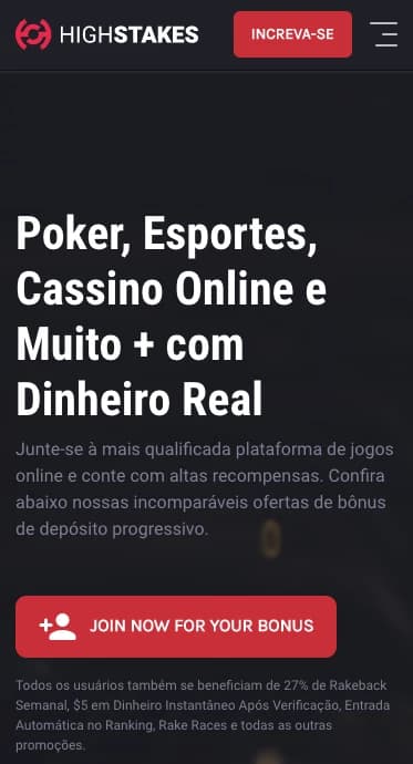 Homepage da HighStakes