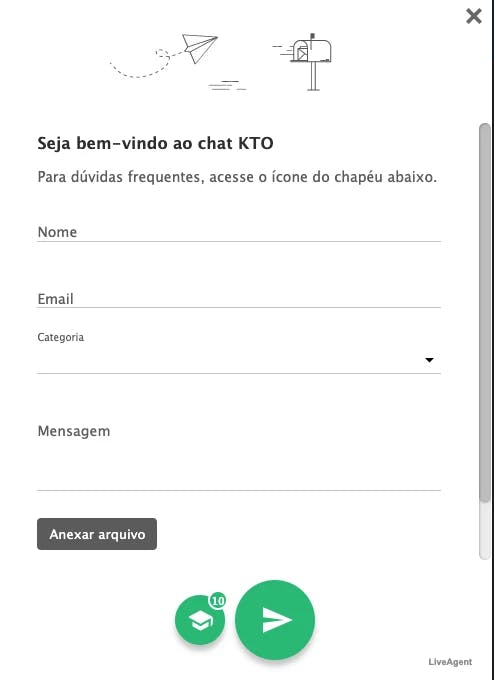 Captura de Tela Formulário Chat ao Vivo KTO