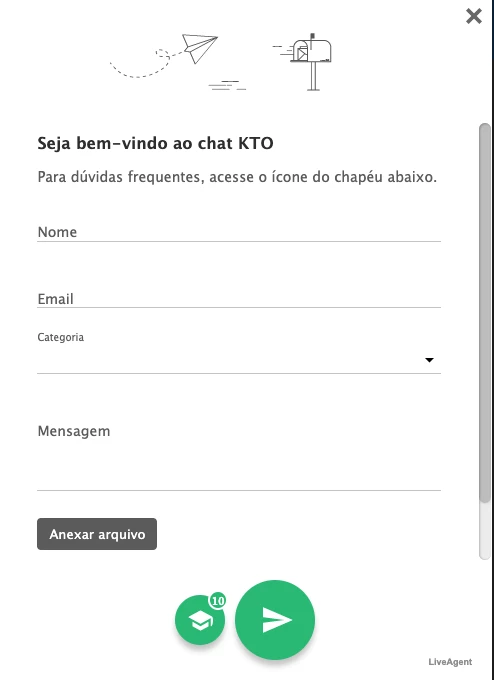 Captura de Tela Formulário Chat ao Vivo KTO