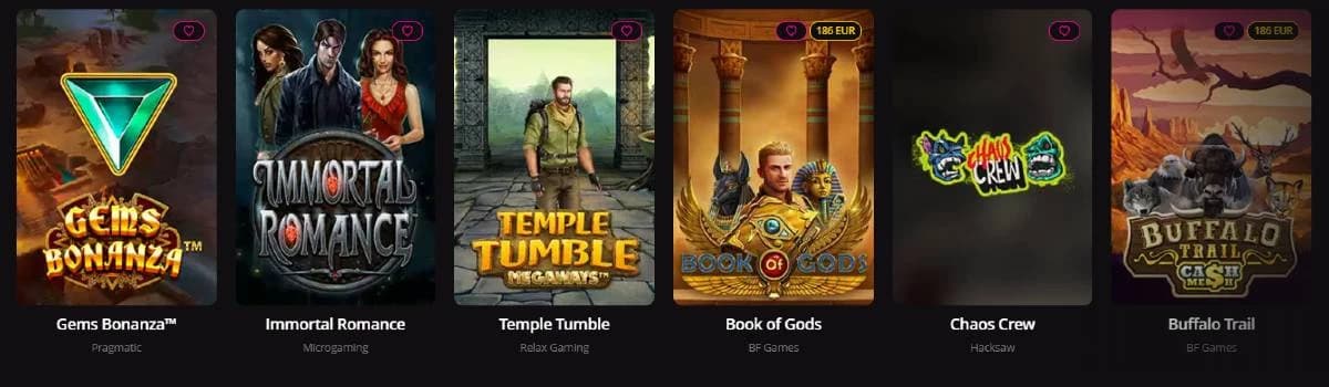 Captura de Tela Alguns dos jogos disponíveis no LVBet Casino Online