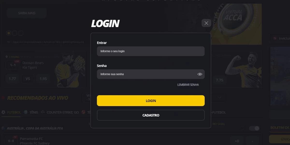 Captura de tela Como fazer login na LVbet