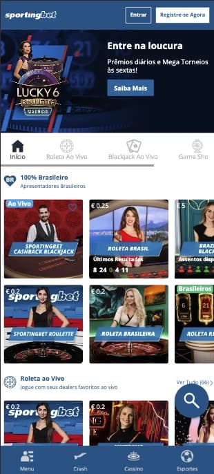 Captura de tela Jogos disponíveis no Cassino ao Vivo Sportingbet