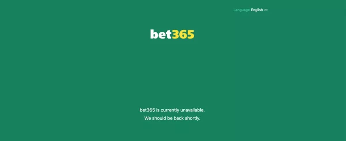 Captura de tela Aviso que a bet365 está fora do ar