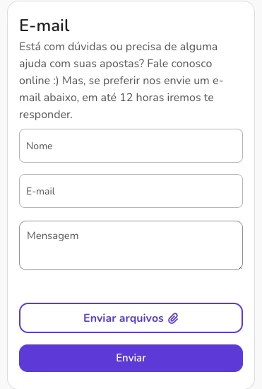 Captura de Tela Apoio ao Cliente através do e-mail da Betsul