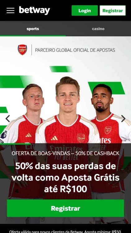 Print do bônus de apostas esportivas da Betway