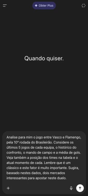 Captura de tela de Exemplo de prompt de apostas esportivas no ChatGPT 