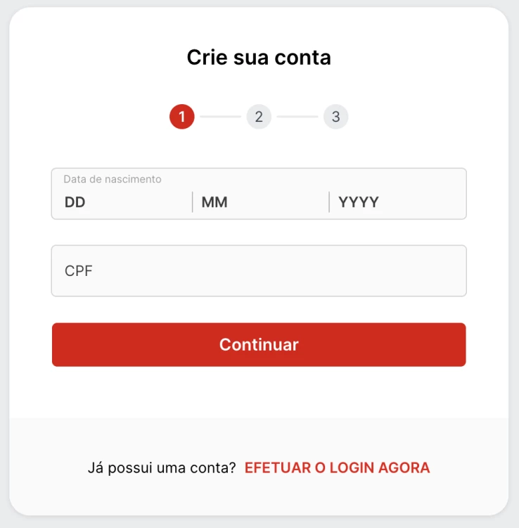 Captura de tela Cadastro Superbet: Data de nascimento e CPF