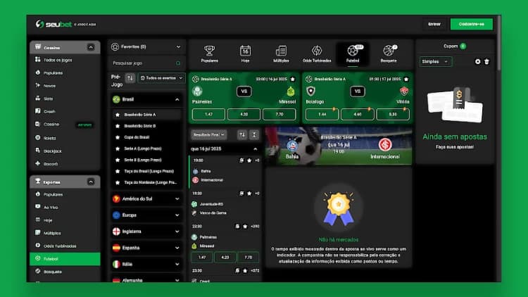 Captura de tela mercado de apostas esportivas Seubet