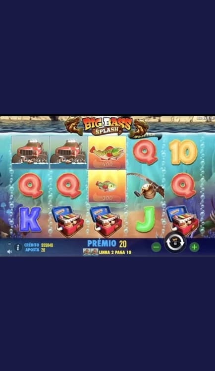 Captura de tela Interface Big Bass Splash símbolo de Peixes com valor de 300