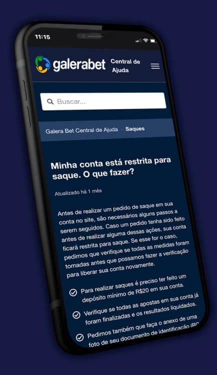 Captura de tela Central de Ajuda Galera Bet Respodendo À pergunta 