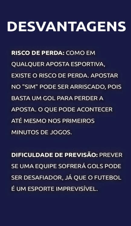 Informação sobre as desvantagens de apostar em baliza inviolada por equipe