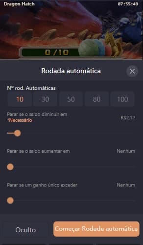 Captura de tela Configurar Rodada automática do slot Dragon Hatch