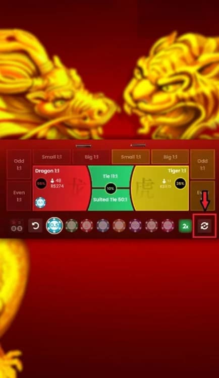 Jogadas automáticas no Dragon Tiger