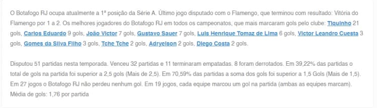 Captura de tela Dados estatísticos personalizados FC Tables
