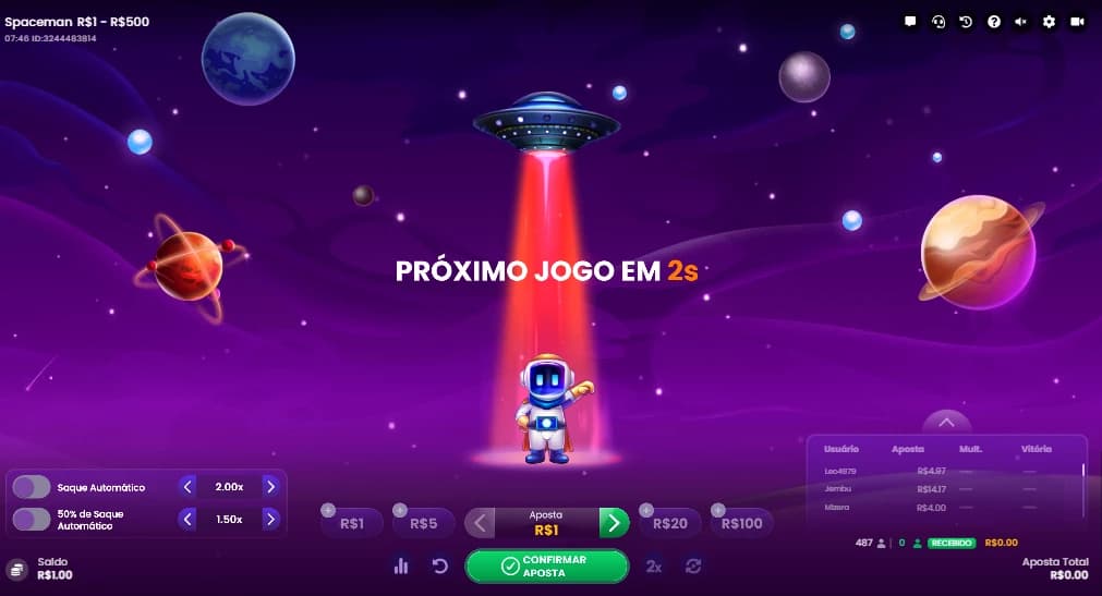 Captura de Tela Interface F12 Bet Spaceman