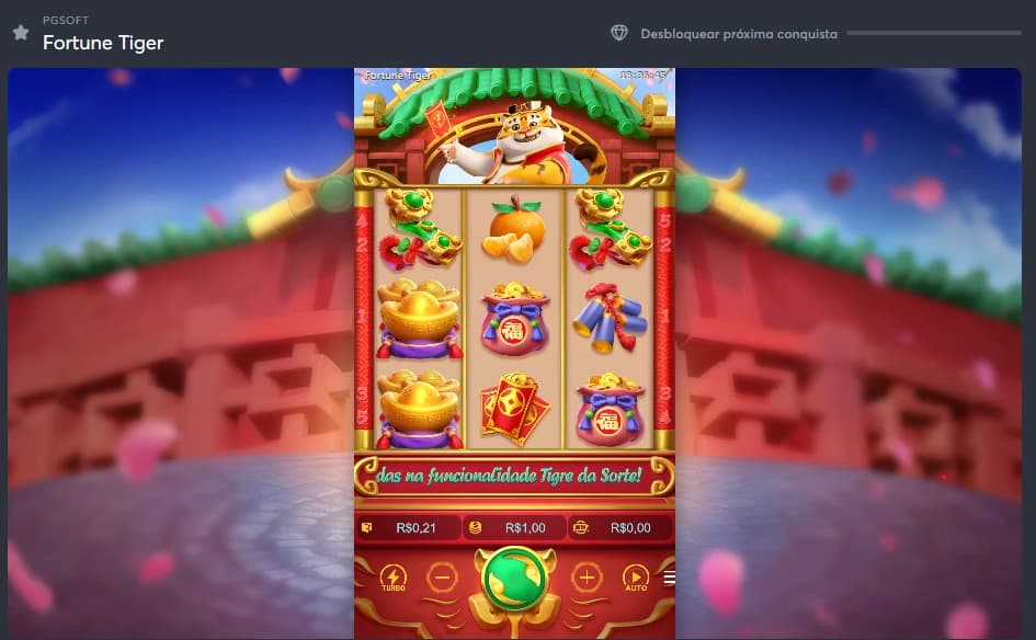 Captura de tela Interface do Caça-níquel Fortune Tiger desenvolvido pela PG Soft