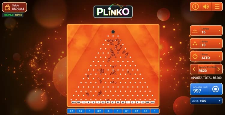 Captura de tela Interface Plinko Betano