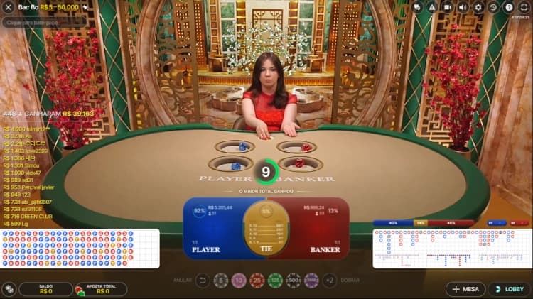 Captura de tela Jogo Bac Bo ao vivo com crupiê real