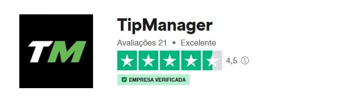 Captura de tela da avaliação excelente de 4,5 em 5 do TipManager no Trustpilot