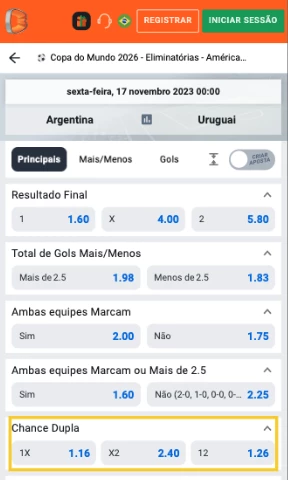 Captura de tela Mercado Chance Dupla na Betano