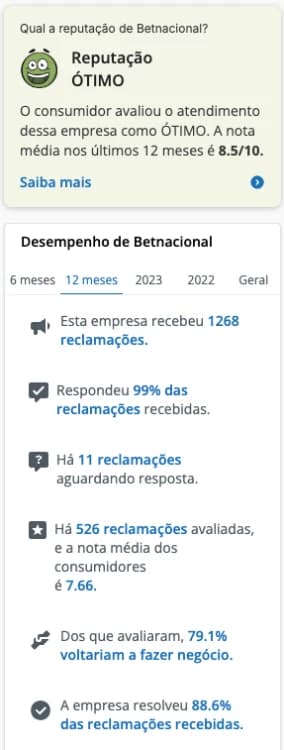 Betnacional no Reclame Aqui tem selo ra1000