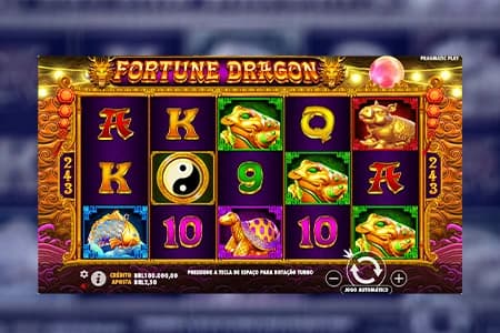 Interface do slot Fortune Dragon com símbolos do jogo