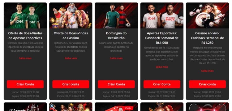 Captura de tela Bônus e Promoções de apostas esportivas e cassino da Ibet Apostas 