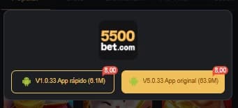 Não recomendamos o download do app 5500bet