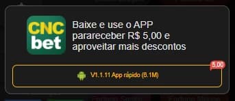 Processo de download da app CNC Bet