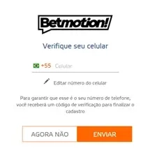 Última etapa do cadastro de conta no site da casa de apsotas Betmotion Brasil
