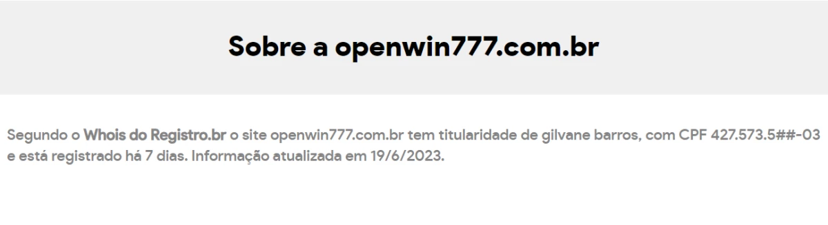 Openwin 777 não é séria